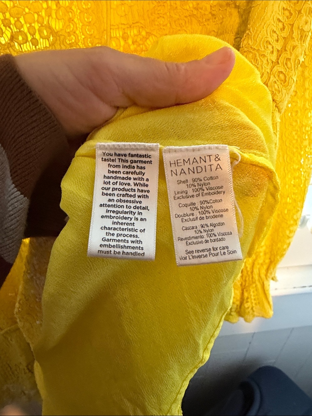 Hemant & Nandita Sol Yellow Lace Mini Dress - Picture 4 of 10